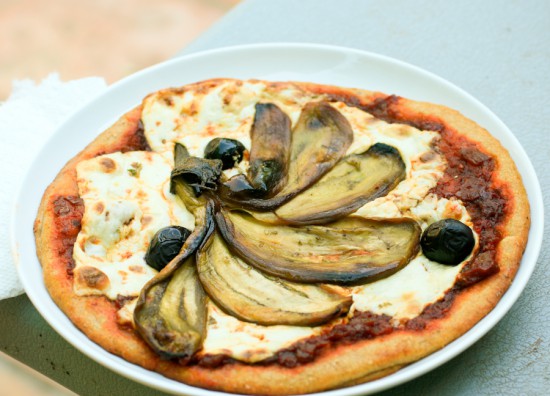 Eggplant and red pepper pizza - Taste of Beirut